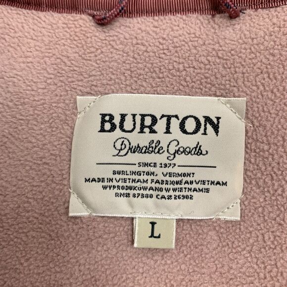 Burton Sherpa Jacket Women L Large Mauve Button Up Utility Pockets High Pile - Picture 7 of 13